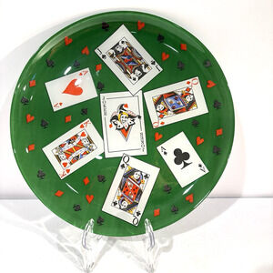 Vintage Luminarc Card Party Poker Platter 12.5in Playing Cards Tray France